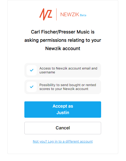 Newzik permission screenshot